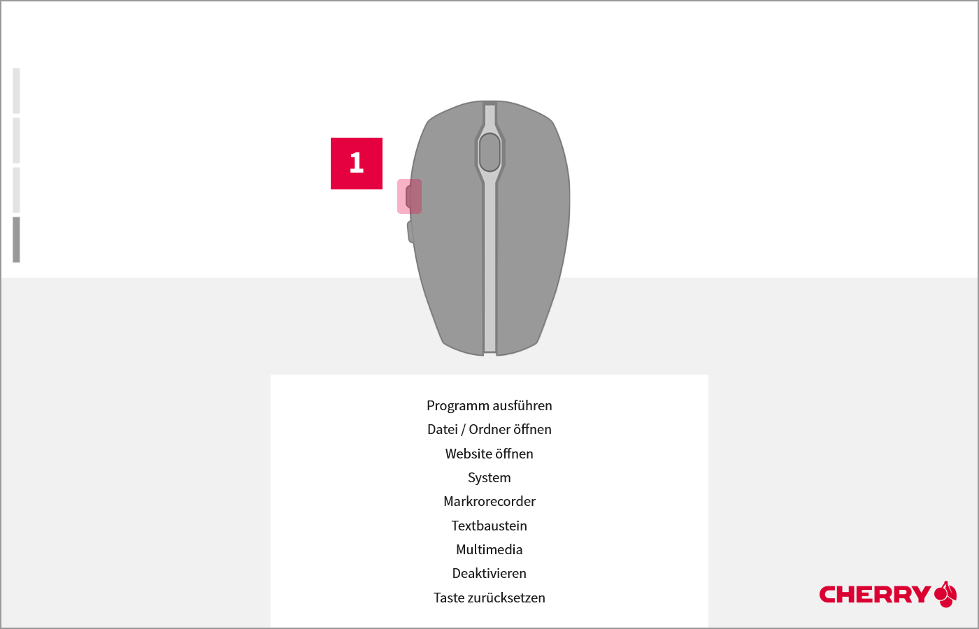 Animation Individual assignment of thumb keys and the middle mouse button